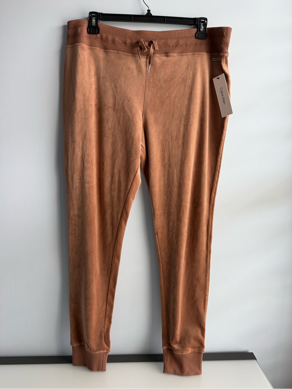 Calvin Klein Women’s Brown Mid-Rise Super-Soft Velour Jogger Track Pants Size XL